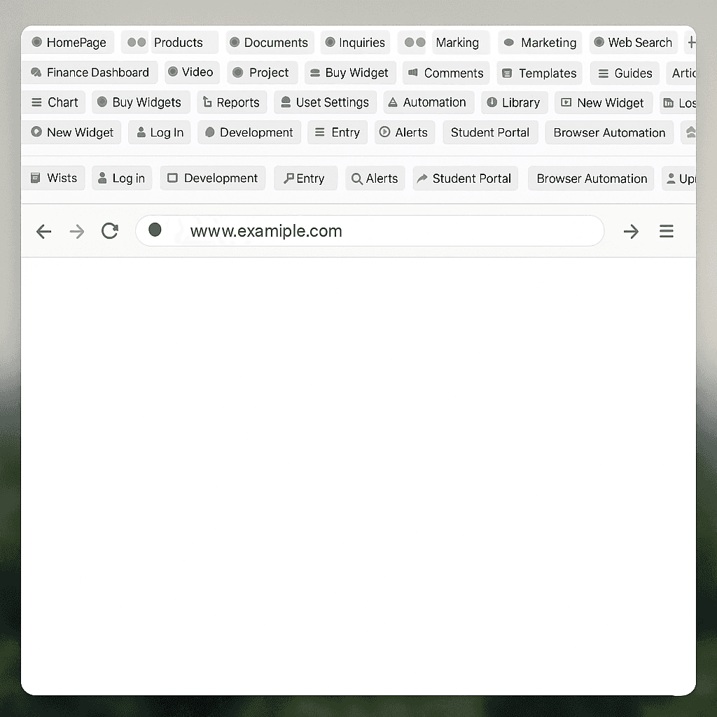 Browser window with many tabs open